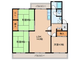 下長尾住宅参号棟（314）の物件間取画像